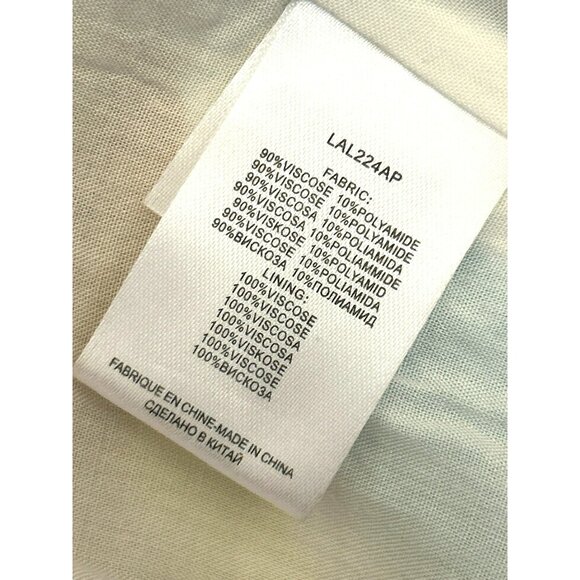 Lili Sidonio White Baby Doll Blue Maxi Abstract Print Short Sleeve Dress Sz M - Picture 5 of 6